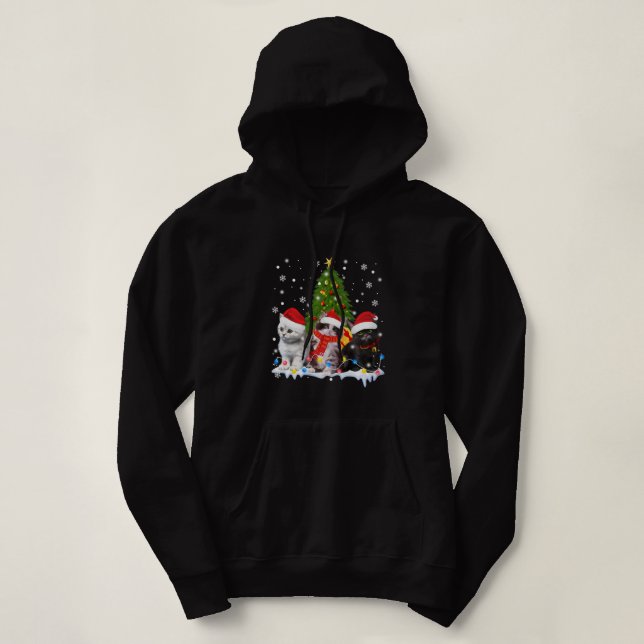 Sudadera Cute Cat Árbol de Navidad Ornamento Decoración Gat (Diseño del anverso)