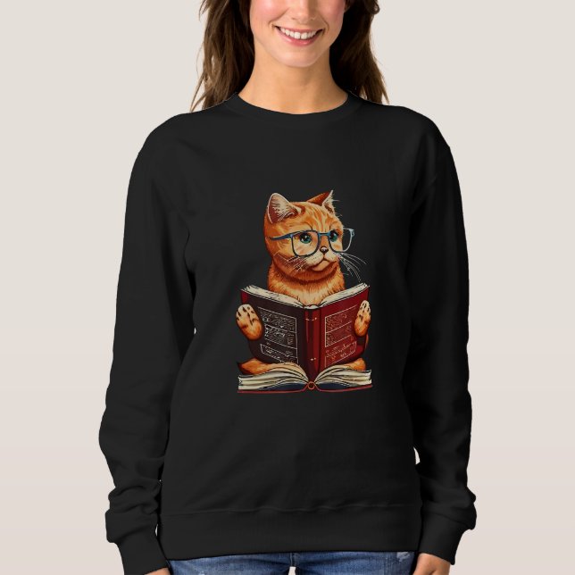 Sudadera Cute Cat & book easily distracted by cat and books (Anverso)
