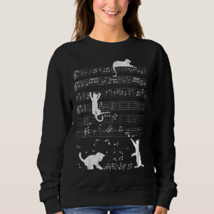 Sudadera Cute Cat Distresor Music Notes Kitty Piano Musici