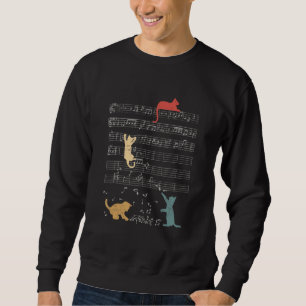 Sudadera Cute Cat Distresor Music Notes Kitty Piano Musici