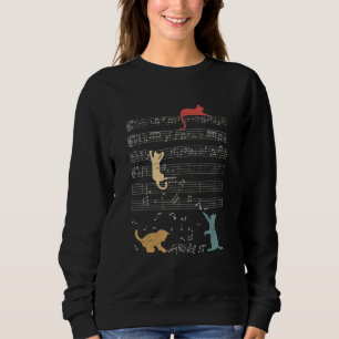 Sudadera Cute Cat Distresor Music Notes Kitty Piano Musici