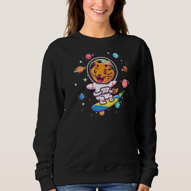 Sudadera Cute Cat in Space - Funny Space Cat Graphic Premiu (Anverso)