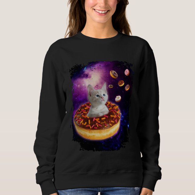Sudadera Cute Cat Inside Donut in Space Boys Girl  Kitty in (Anverso)