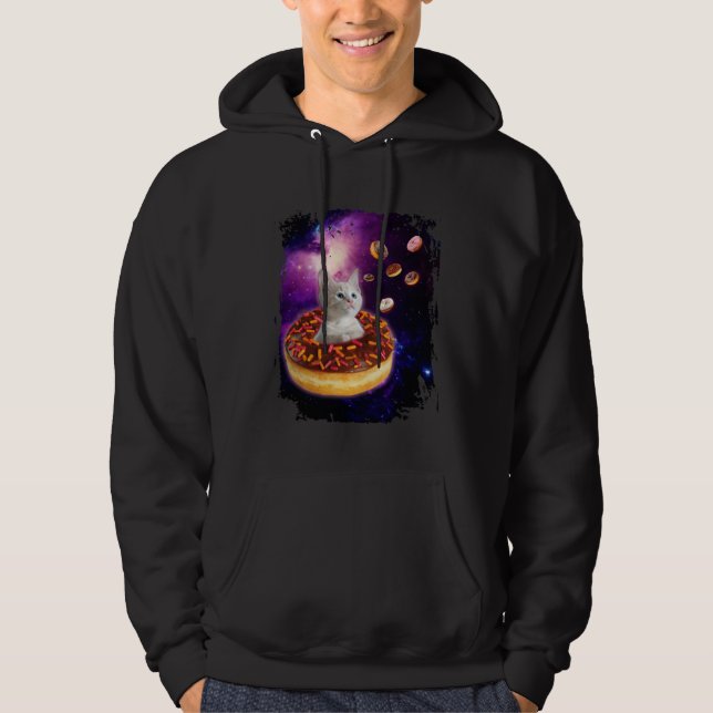 Sudadera Cute Cat Inside Donut in Space Boys Girl  Kitty in (Anverso)