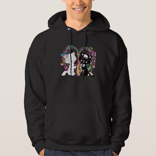 Sudadera Cute Cat Kitty Playing Music Note Clef Musician Ar (Anverso)