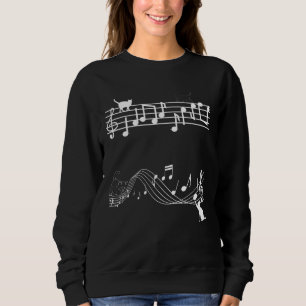 Sudadera Cute Cat Kitty Tocar Nota De Música Clef Musician