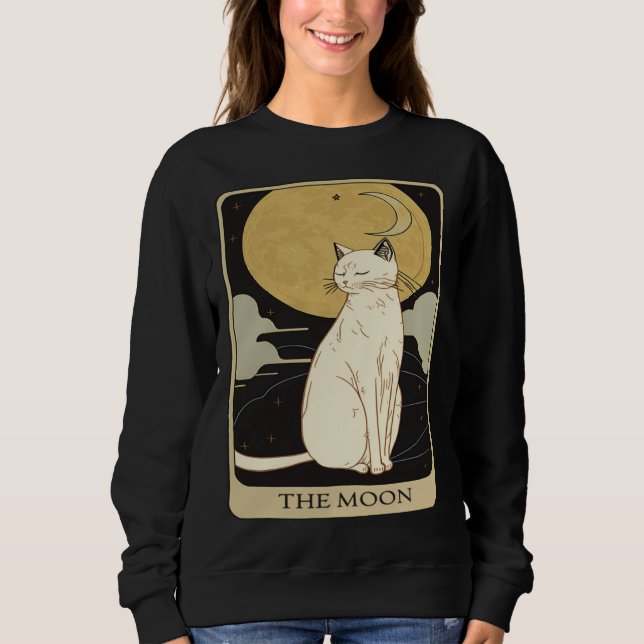 Sudadera Cute Cat Lover, Moon Tarot Card, Cat Tarot Card, F (Anverso)