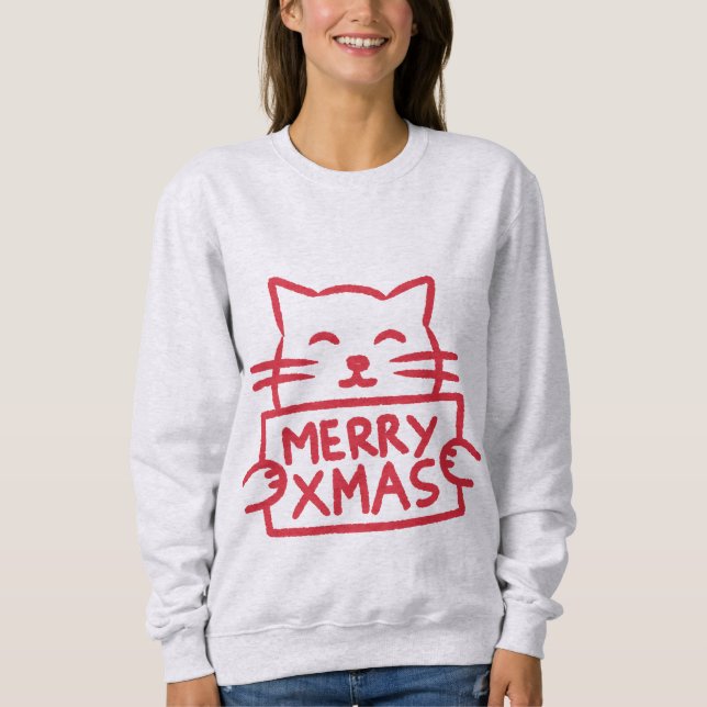 Sudadera Cute Cat Merry Xmas (Anverso)