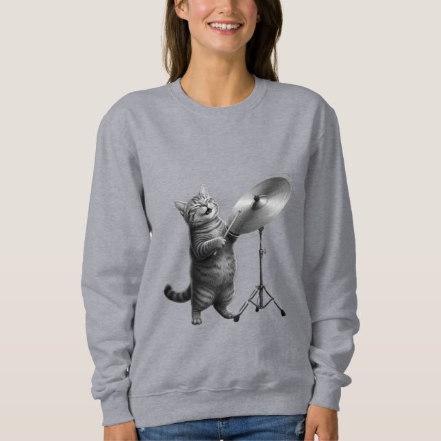 Sudadera Cute cat Music Lover gift_Funny Cat Rock Band  (Anverso)