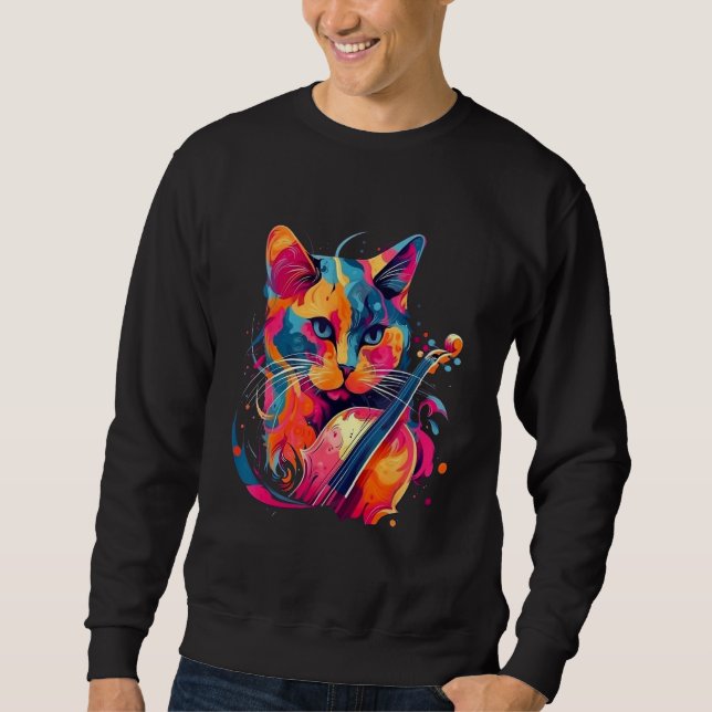 Sudadera Cute Cat Music Notes Musician 4 (Anverso)