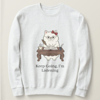 Sudadera Cute Cat Note Taker Glasses Bow Writing Design