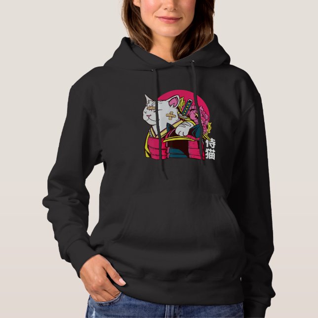 Sudadera Cute Cat Pet Ninja Samurai Japanese Kanji Design (Anverso)