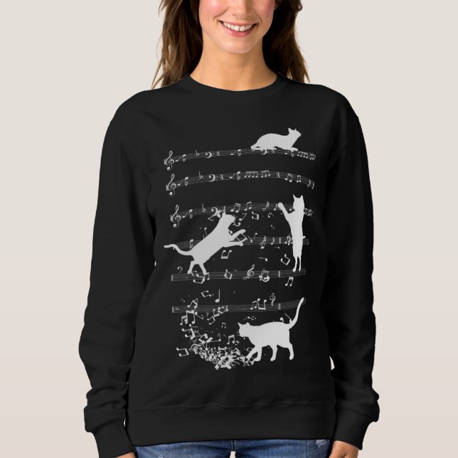 Sudadera Cute Cat Playing Music Notes Jazz Day  Jazz Musi (Anverso)