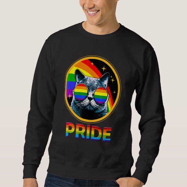 Sudadera Cute Cat Pride Rainbow LGBTQ LGBT Gay Lesbian Prid (Anverso)