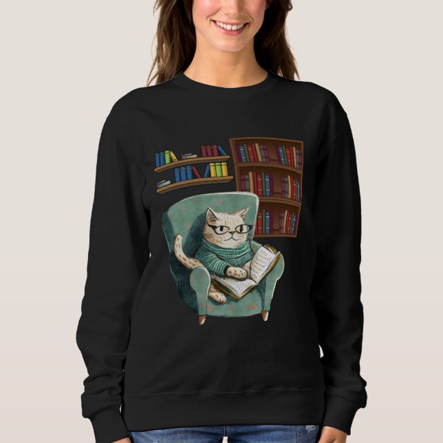 Sudadera Cute Cat Reading Book Bookworms Cat  Reading (Anverso)