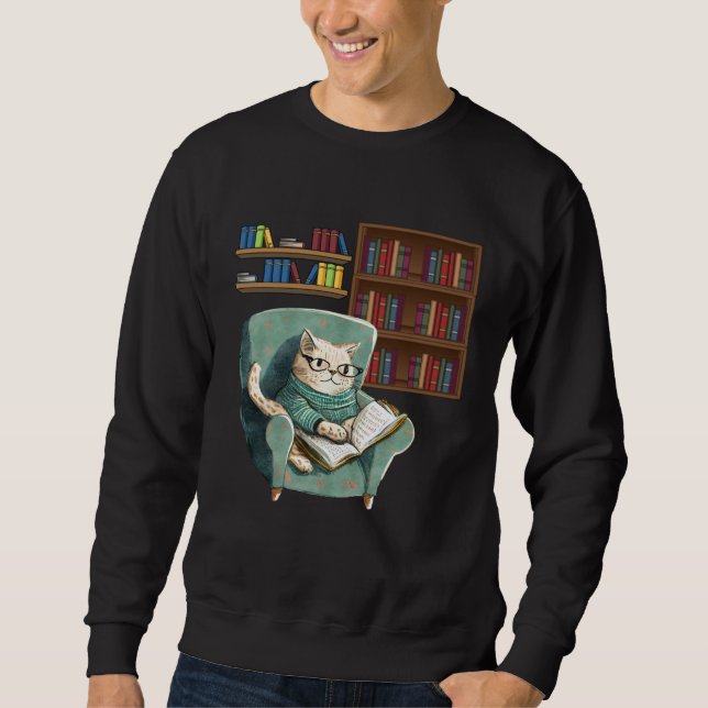 Sudadera Cute Cat Reading Book Bookworms Cat  Reading (Anverso)