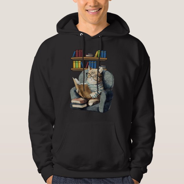 Sudadera Cute Cat Reading Book Bookworms Cat Reading 3 (Anverso)