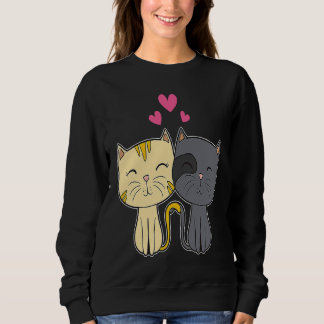 Sudadera Cute Cat Red Heart for Him Her Cat Valentine Day