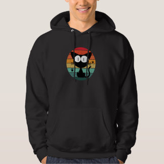 Sudadera Cute Cat Retro Diseño Amanecer Día Diversión Para
