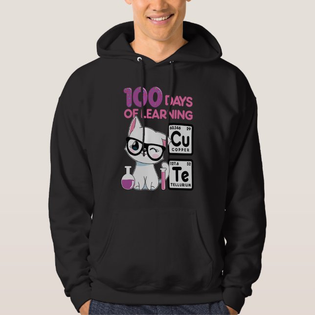 Sudadera Cute cat scientist 100 school days girls (Anverso)