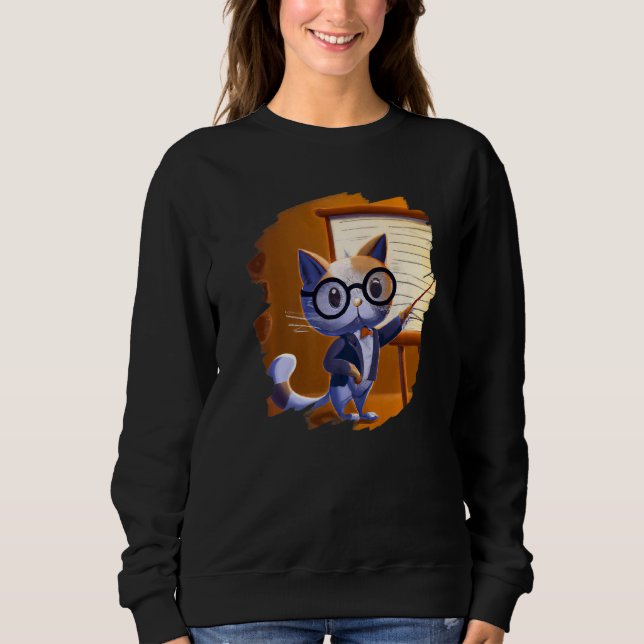 Sudadera Cute Cat Teacher Kitten Professor School 2 (Anverso)
