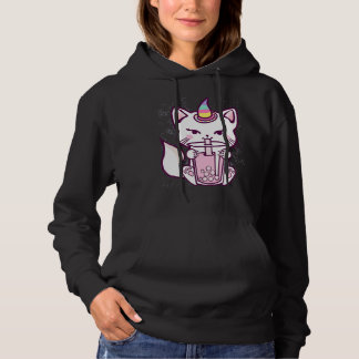 Sudadera Cute Cat Unicorn Drinking Bubble Tea Design