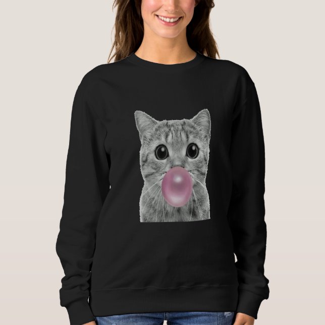 Sudadera Cute cat with chewing gum bubble cat chewing gum R (Anverso)