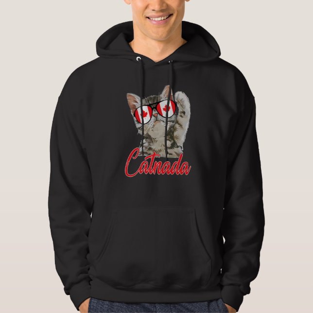 Sudadera Cute Catnada Canadá Cat Maple Leaf Bandera canadie (Anverso)