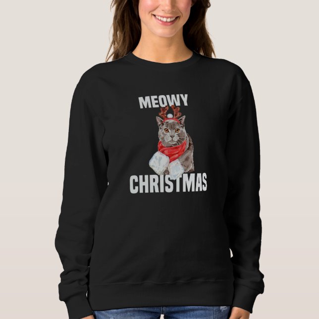 Sudadera Cute Chartreux Cat with Reindeer Costume Meowy Chr (Anverso)