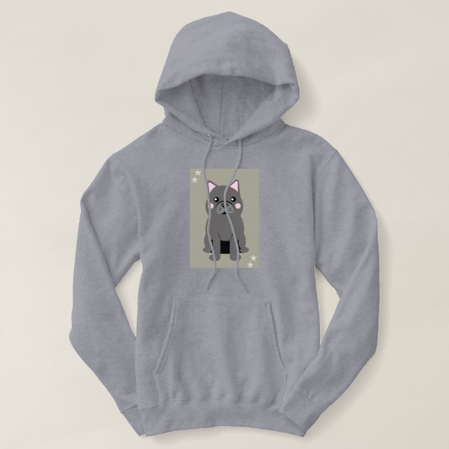 Sudadera Cute Cheeks Gray French Bulldog (Diseño del anverso)