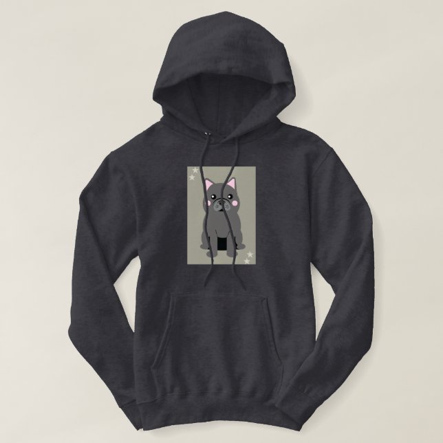 Sudadera Cute Cheeks Gray French Bulldog (Diseño del anverso)
