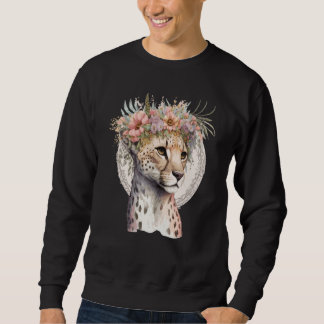 Sudadera Cute Cheetah Flower Crown Boho Aesthetic