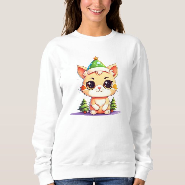 Sudadera Cute Chibi Kawaii Personalizado Navidades Kitty Ca (Anverso)