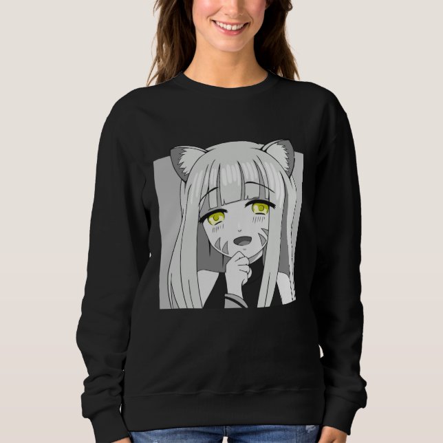 Sudadera Cute Chibi Neko Girl with Smug Smile (Anverso)