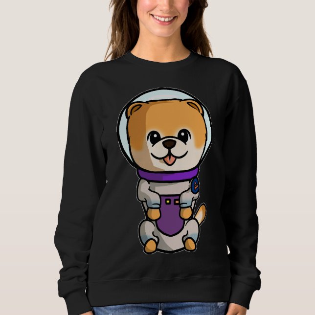 Sudadera Cute Chibi Space Dog Pomeranian Puppy Posing (Anverso)