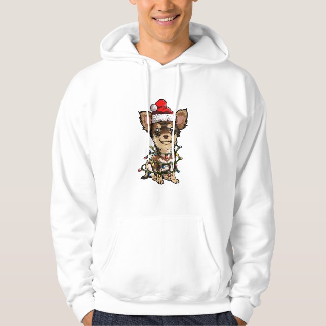 Sudadera Cute Chihuahua Santa Christmas Tree enciende Navid (Anverso)