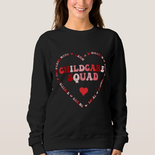 Sudadera Cute Childcare Squad Valentines Day Heart (Anverso)