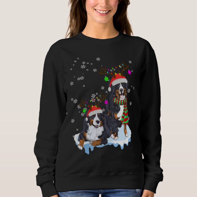 Sudadera Cute Christmas Bernese Mountain Santa Hats Reindee (Anverso)