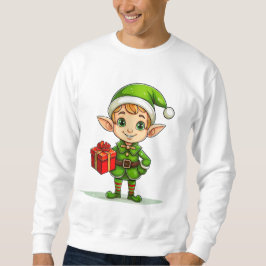 Sudadera Cute Christmas Elf with Gift – Holiday Sweatshirt