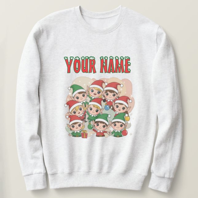 Sudadera Cute Christmas Elves Squad Cartoon Illustration (Anverso del diseño)