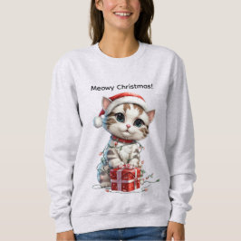 Sudadera Cute Christmas Kitten on Gift Box