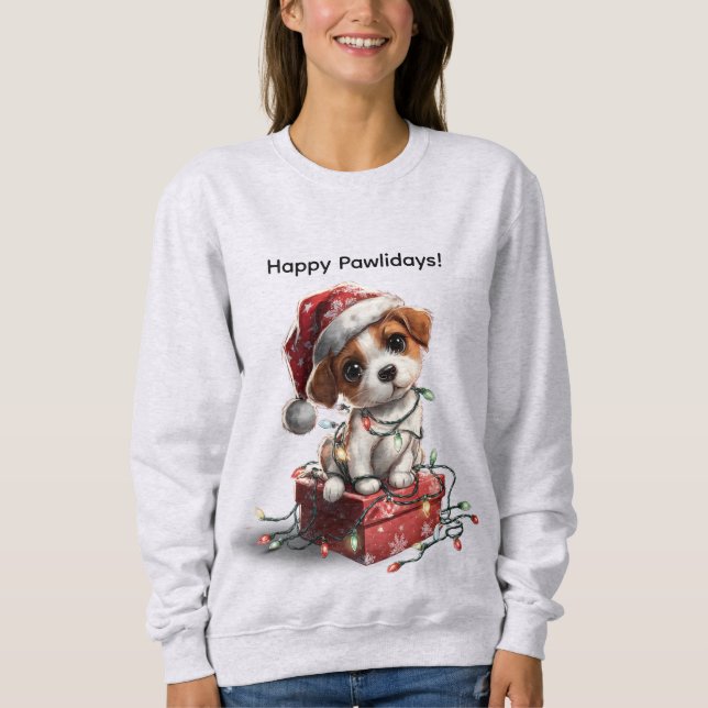 Sudadera Cute Christmas Puppy on Gift Box (Anverso)