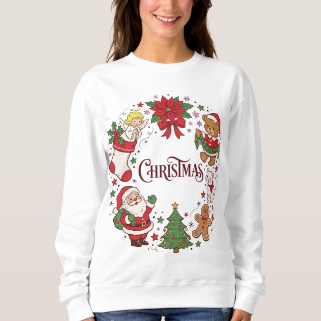 Sudadera Cute Christmas Santa, Teddy & Holiday Icons (Anverso)