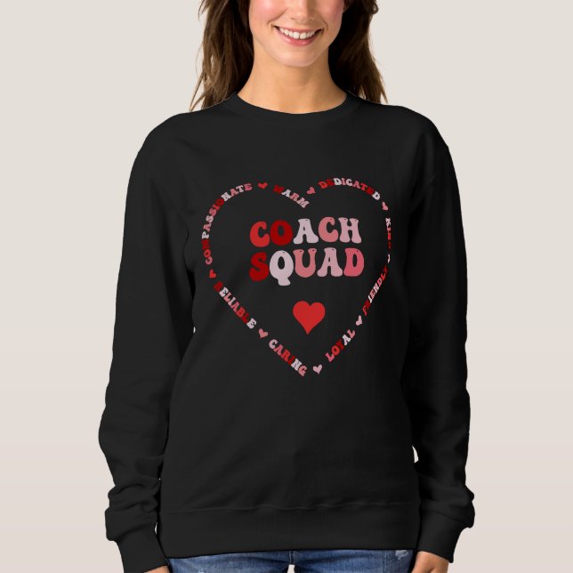 Sudadera Cute Coach Squad Valentines Day Heart (Anverso)