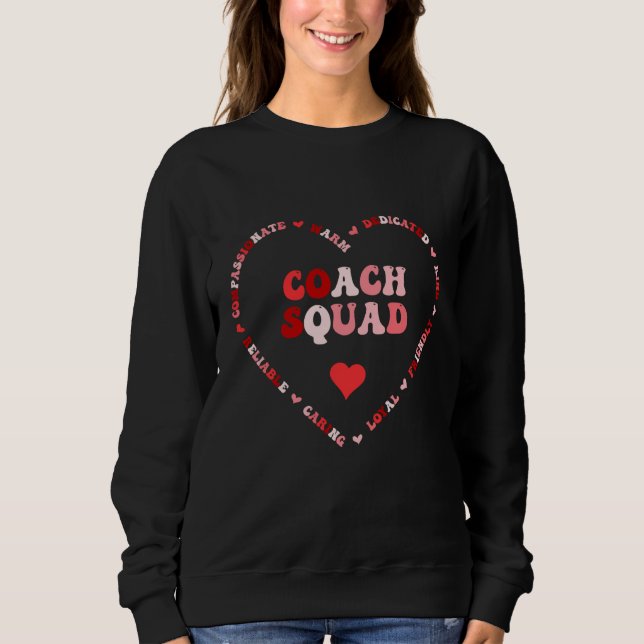 Sudadera Cute Coach Squad Valentines Day Heart (Anverso)
