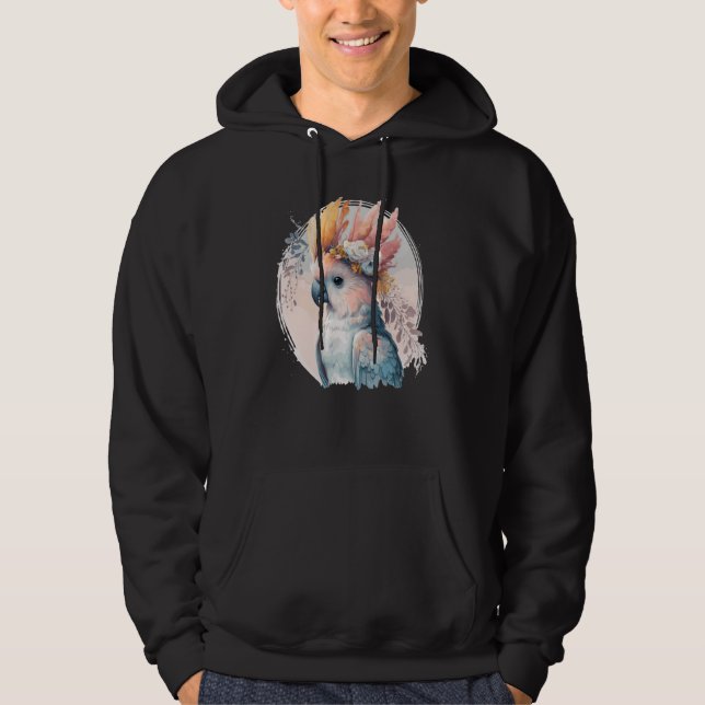 Sudadera Cute Cockatoo Parrot Bird Flower Crown Pet Birds   (Anverso)