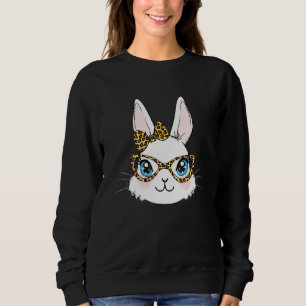 Sudadera Cute conejo Cara Leopardo Glasses Bow Happy Easter