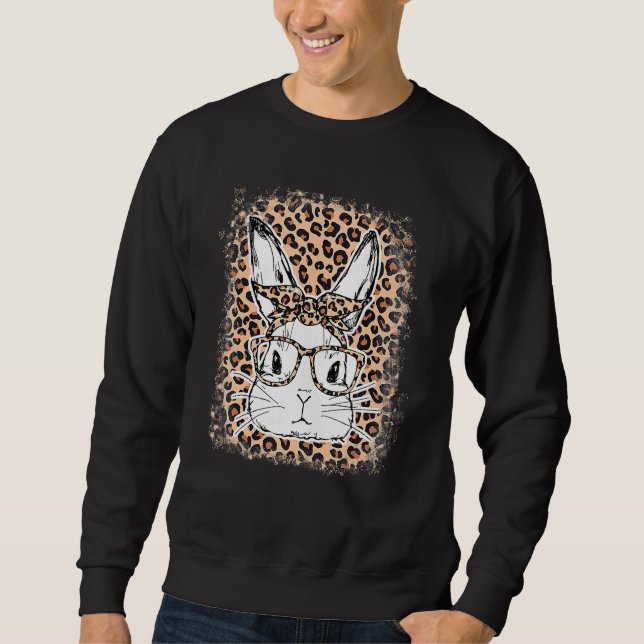 Sudadera Cute Conejo Conejo Cara Leopardo Glasses Cabecera  (Anverso)