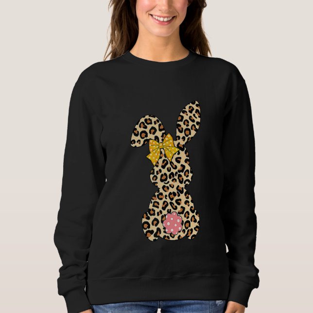 Sudadera Cute conejo conejo leopardo Bow Tie Feliz Día de P (Anverso)