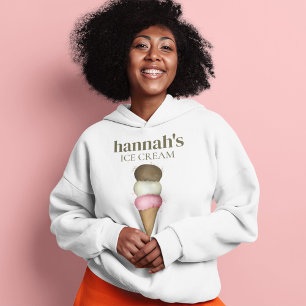 Sudadera Cute Cono de Helado de Acuarela Personalizado